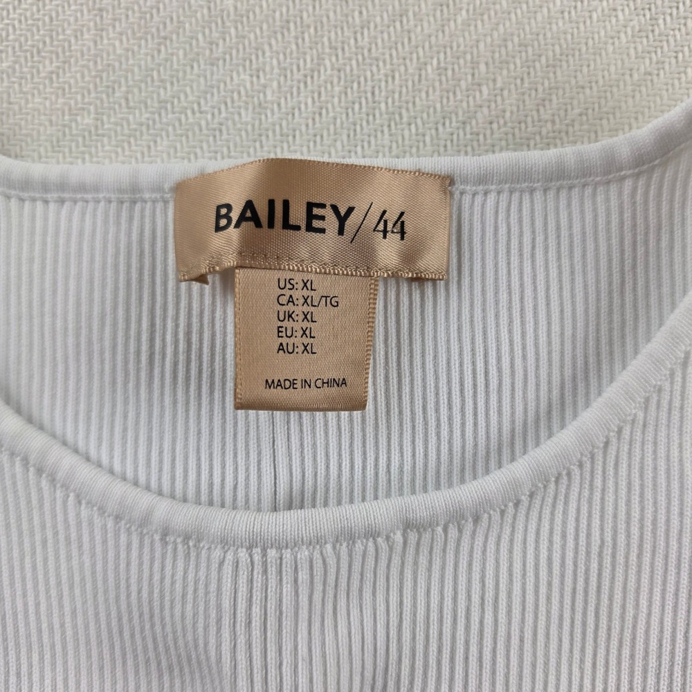 Bailey 44 Ribbed Knit Tank Top Womens XL White Excellent Sleeveless Crew Neck - Picture 3 of 6